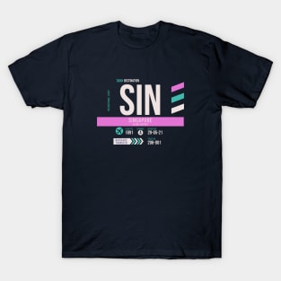 Singapore (SIN) Airport Code Baggage Tag T-Shirt